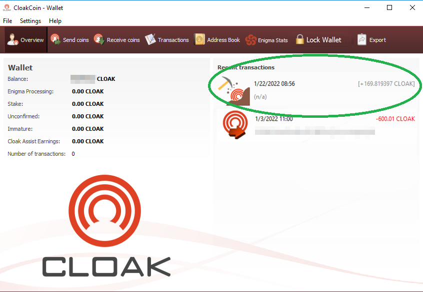 CloakCoin Staking QT