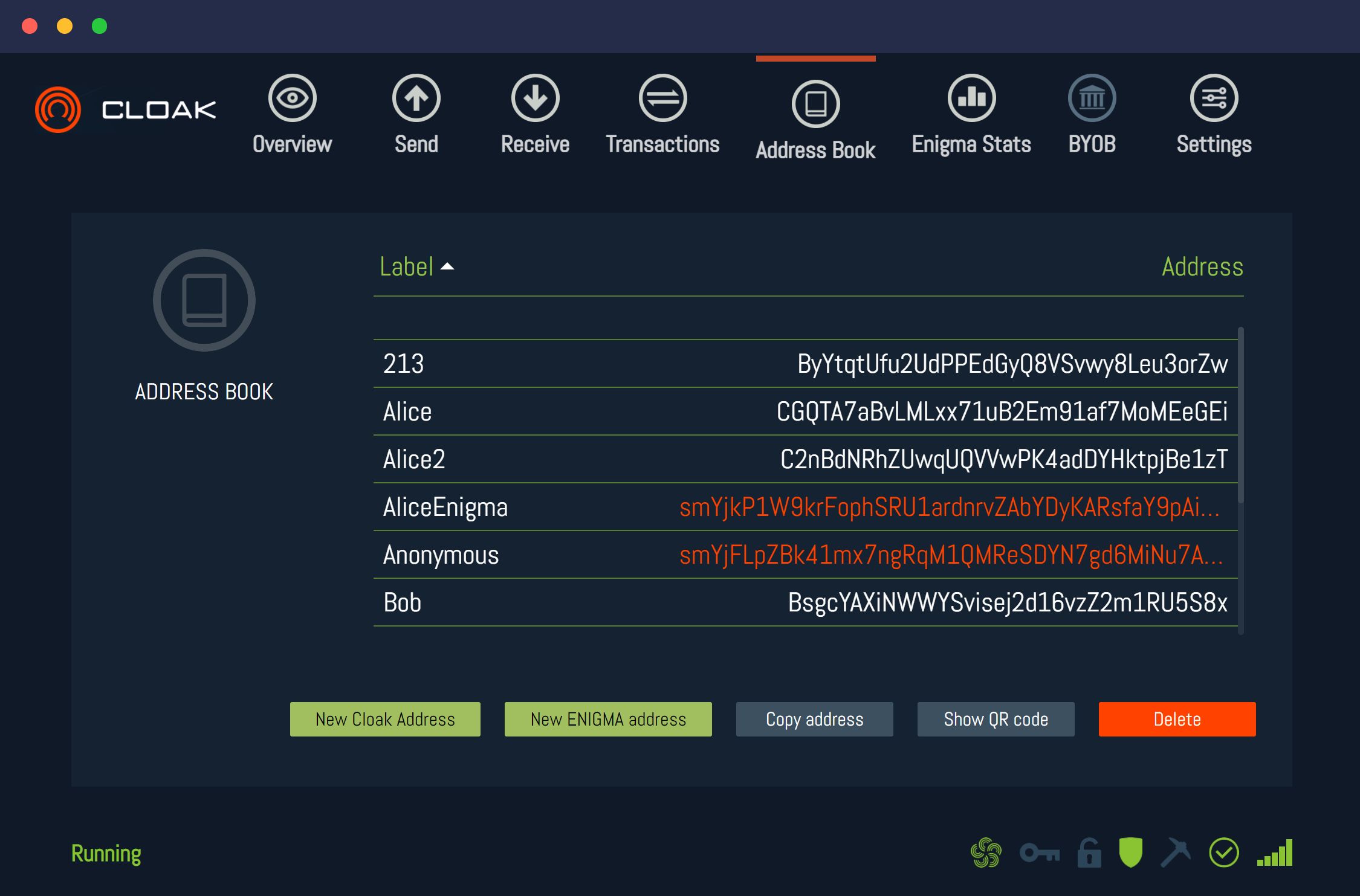CloakCoin Electron Addressbook